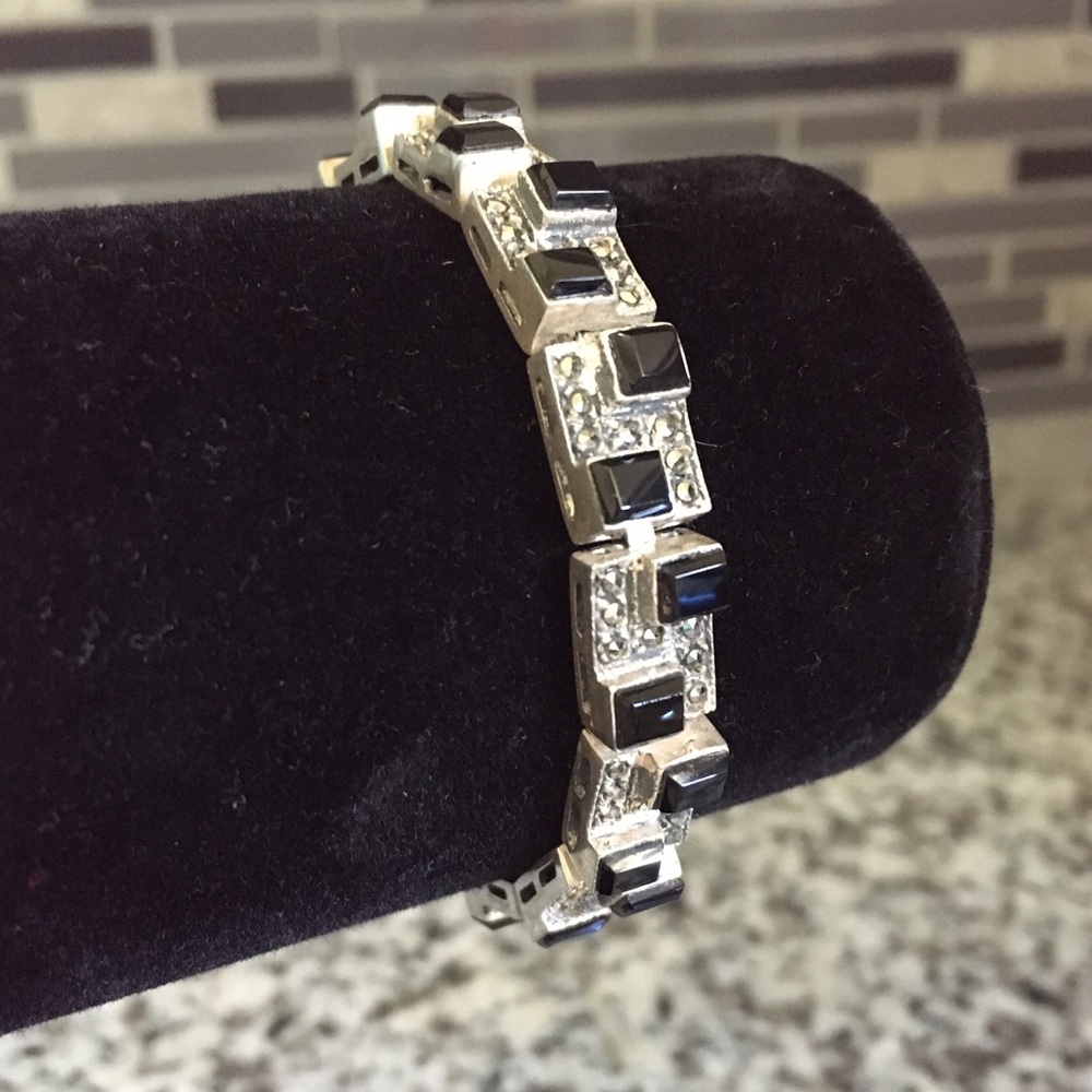 Silver & Onyx Tennis Bracelet